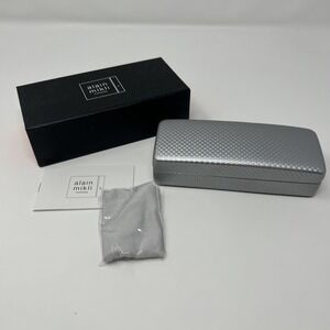 NEW Alain Mikli Hard Shell Eyeglass Case Carbon Fiber-Like Texture W/ Box Silver